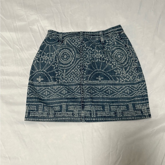 Free People paisley print denim mini skirt size 2 - Picture 3 of 7